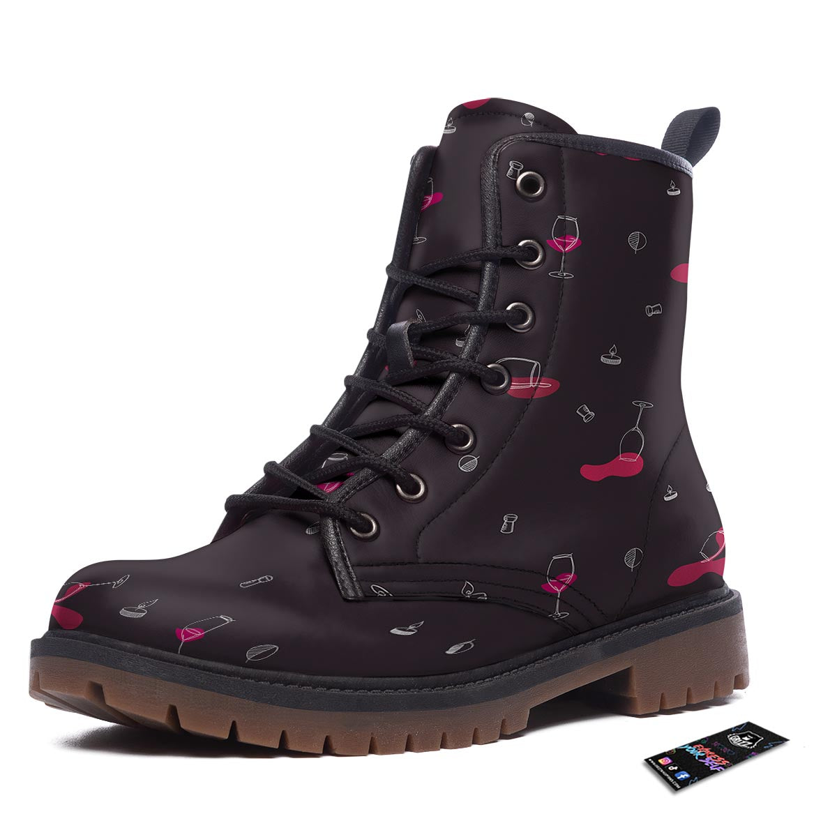 Wine Splash Print Pattern Work Boots-grizzshop