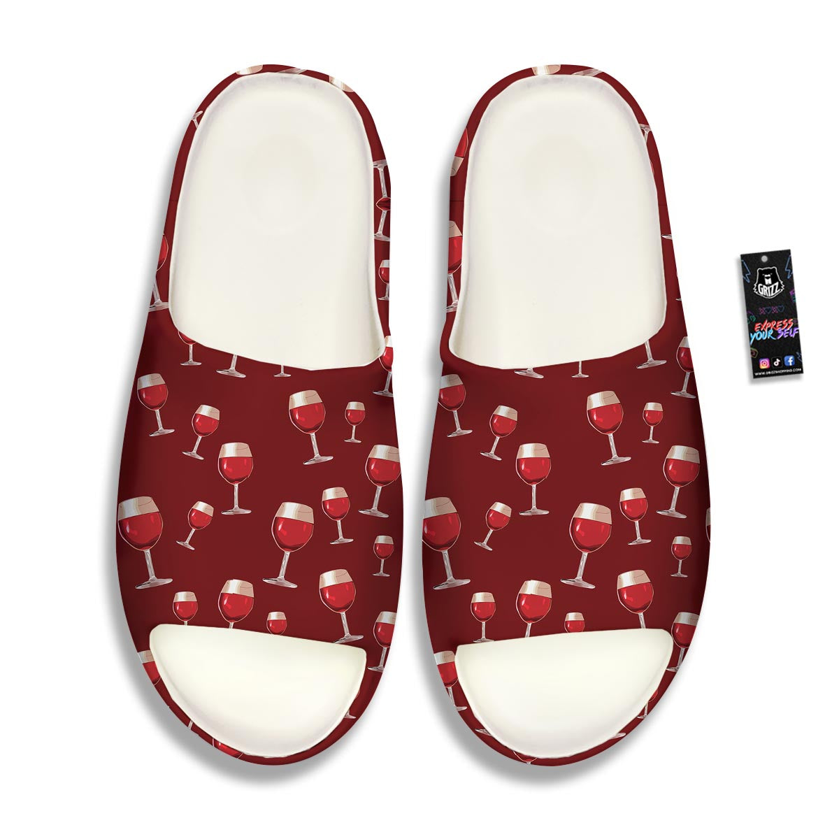 Wine Red Print Pattern Sandals-grizzshop