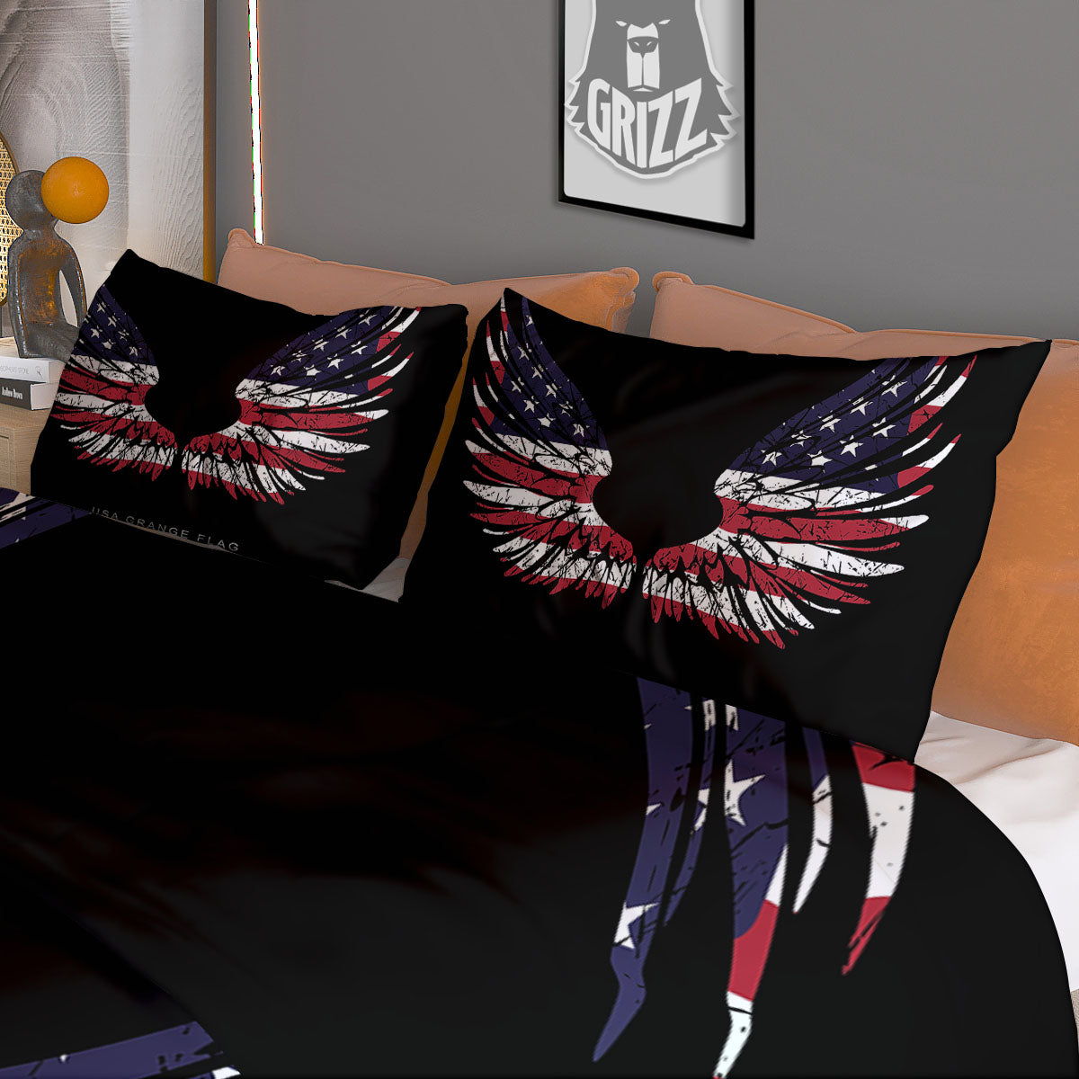Wing Flag American Print Duvet Cover Bedding Set