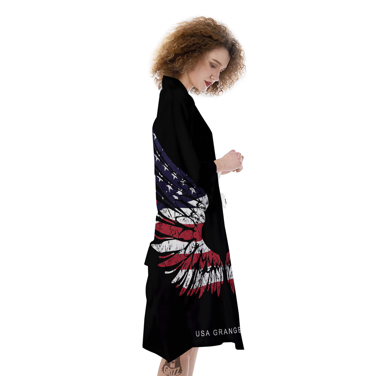 Wing Flag American Print Kimono-grizzshop