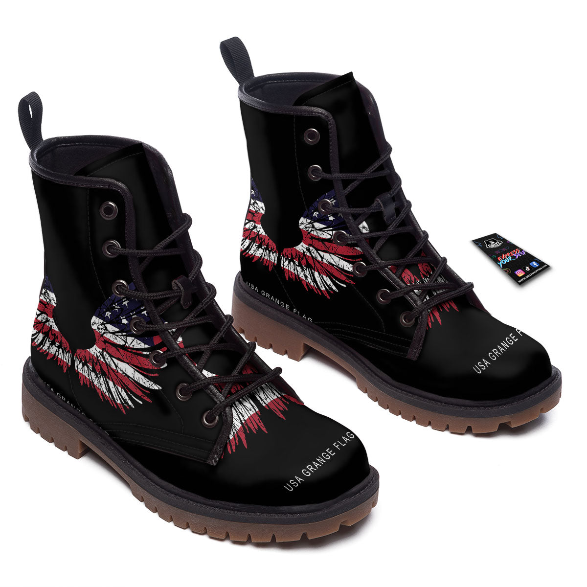 Wing Flag American Print Work Boots-grizzshop
