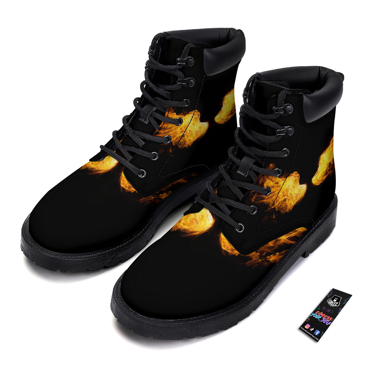 Wings Flame Print Boots-grizzshop