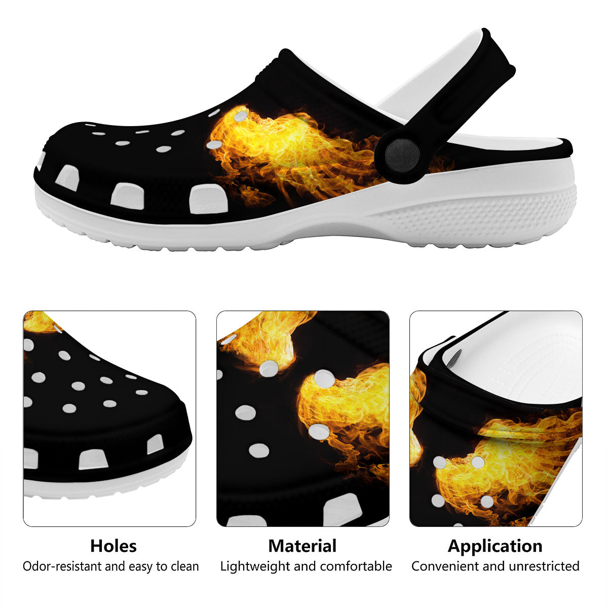 Wings Flame Print Clog-grizzshop