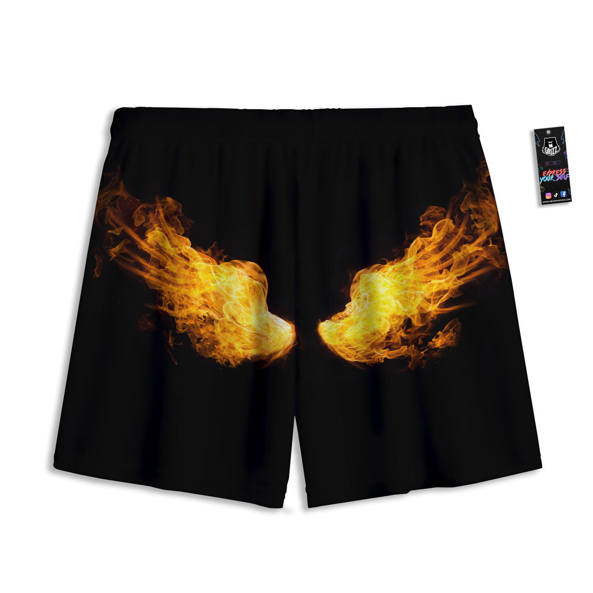 Wings Flame Print Mesh Shorts-grizzshop