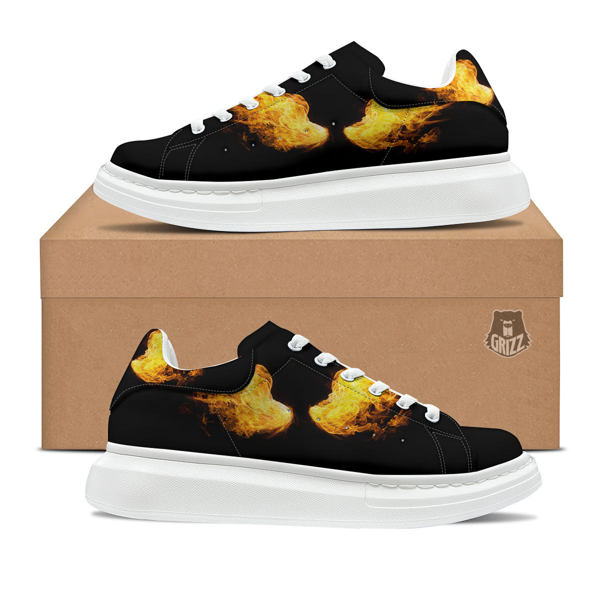 Wings Flame Print Platform Shoes-grizzshop