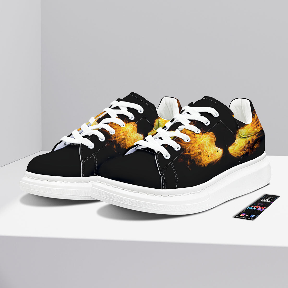 Wings Flame Print Platform Shoes-grizzshop