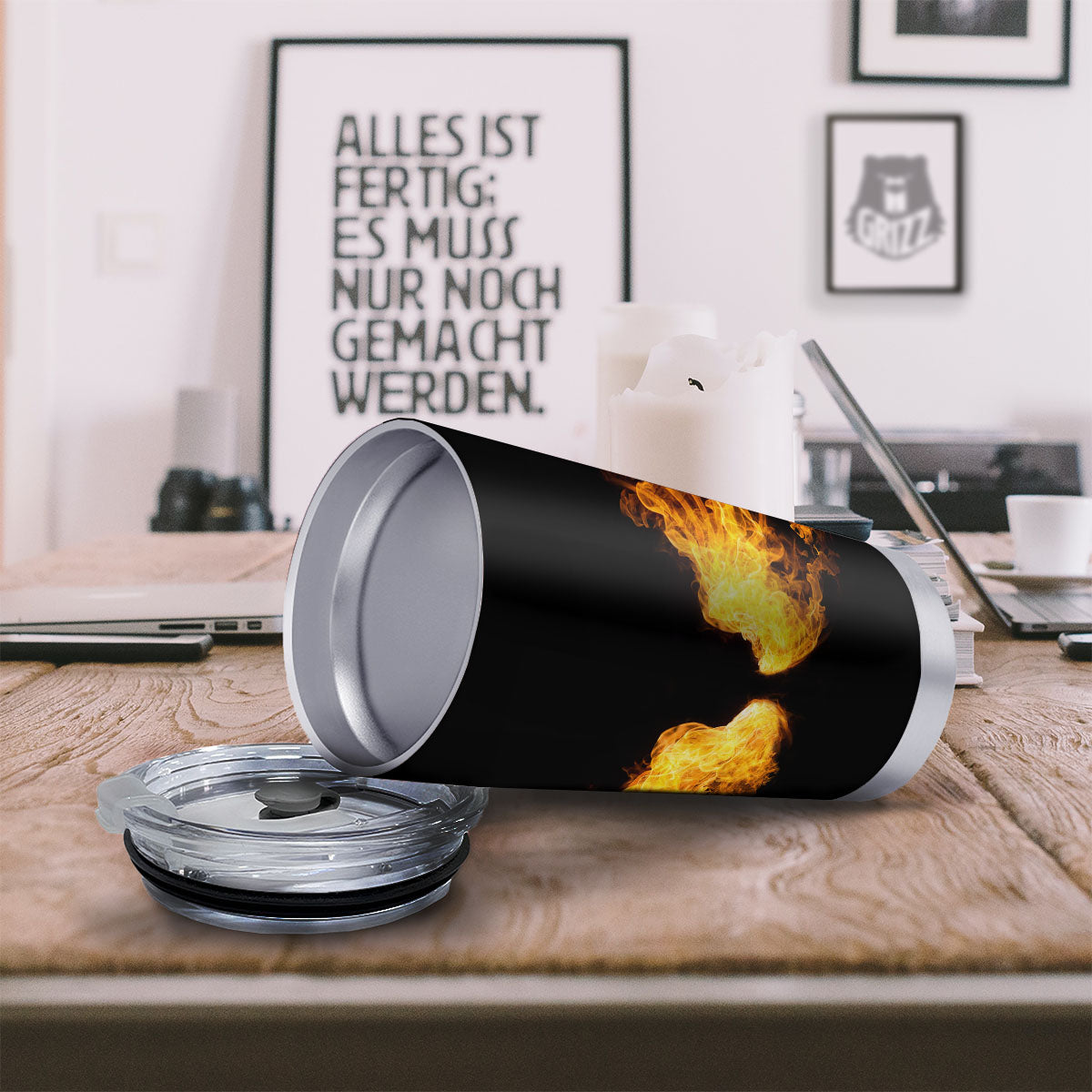Wings Flame Print Tumbler-grizzshop