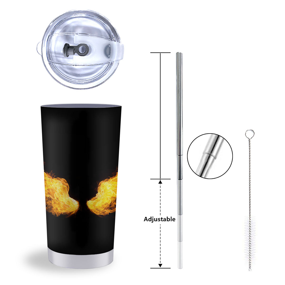Wings Flame Print Tumbler-grizzshop