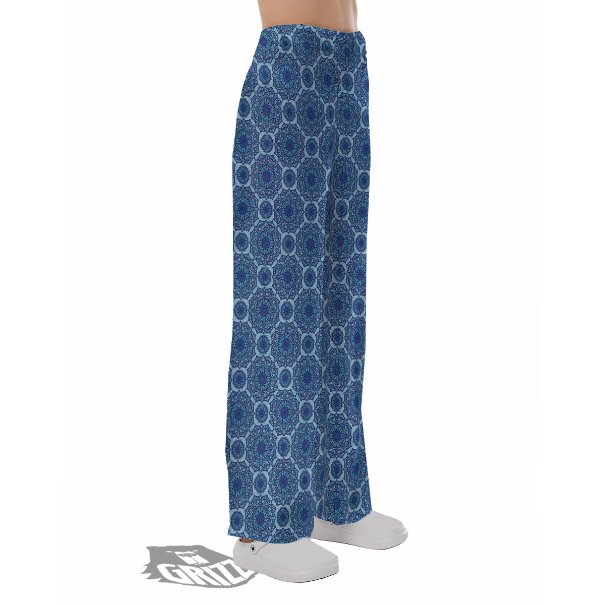 Winter Mandala Blue Print Pajama Pants-grizzshop