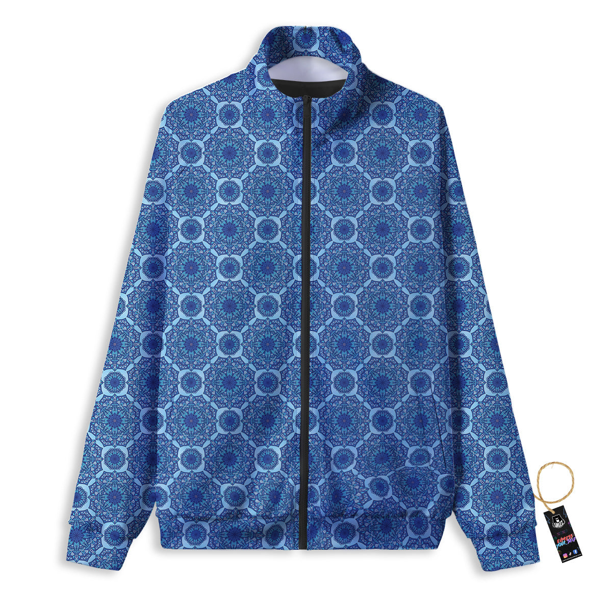 Winter Mandala Blue Print Track Jacket-grizzshop