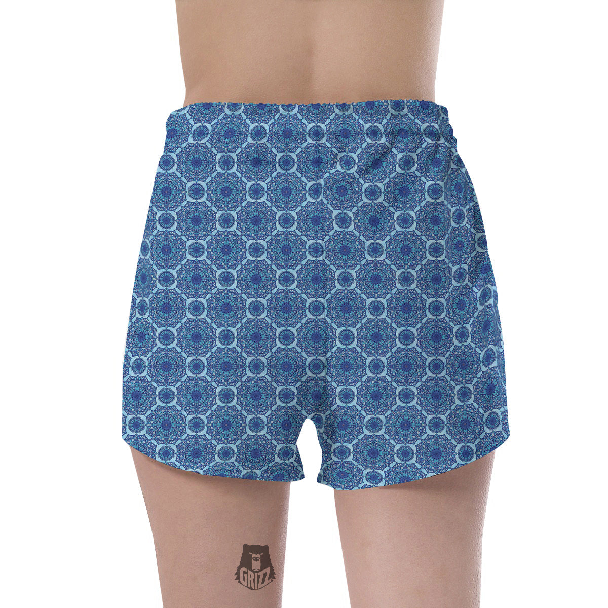 Winter Mandala Blue Print Women's Shorts-grizzshop