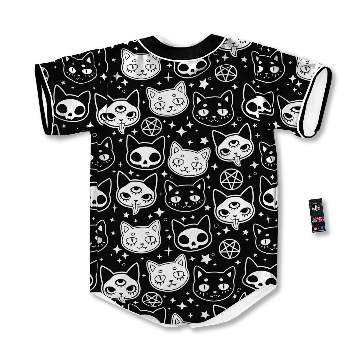 Witch And Ghost Black White Print Pattern Baseball Jersey-grizzshop