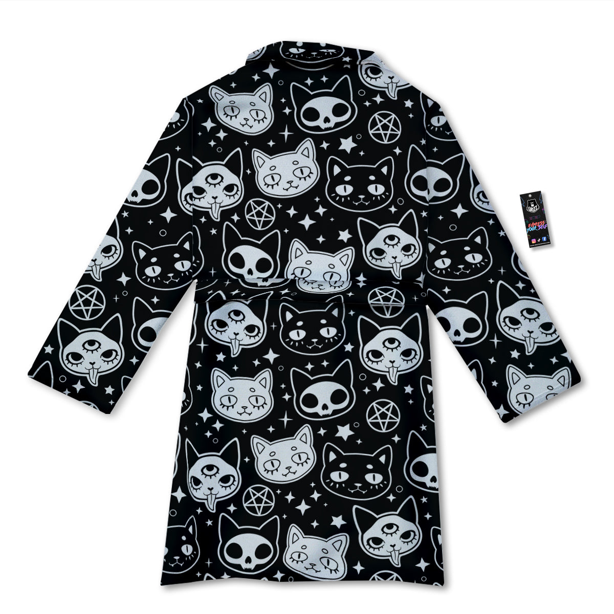 Witch And Ghost Black White Print Pattern Bathrobe-grizzshop