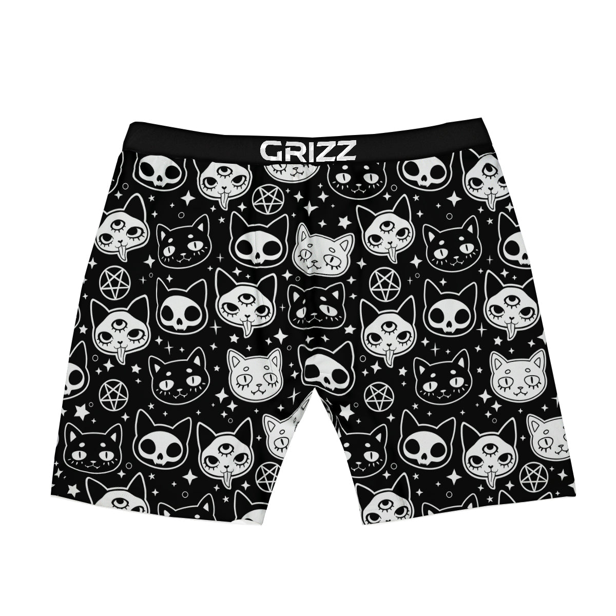 Witch And Ghost Black White Print Pattern Boxer Briefs-grizzshop