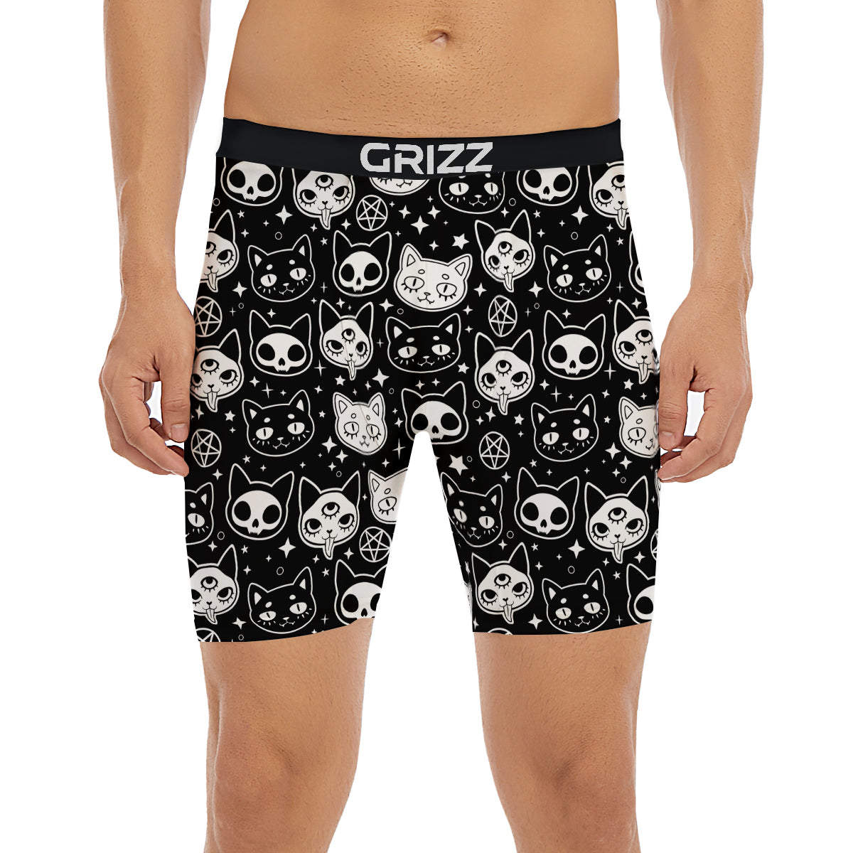 Witch And Ghost Black White Print Pattern Boxer Briefs-grizzshop