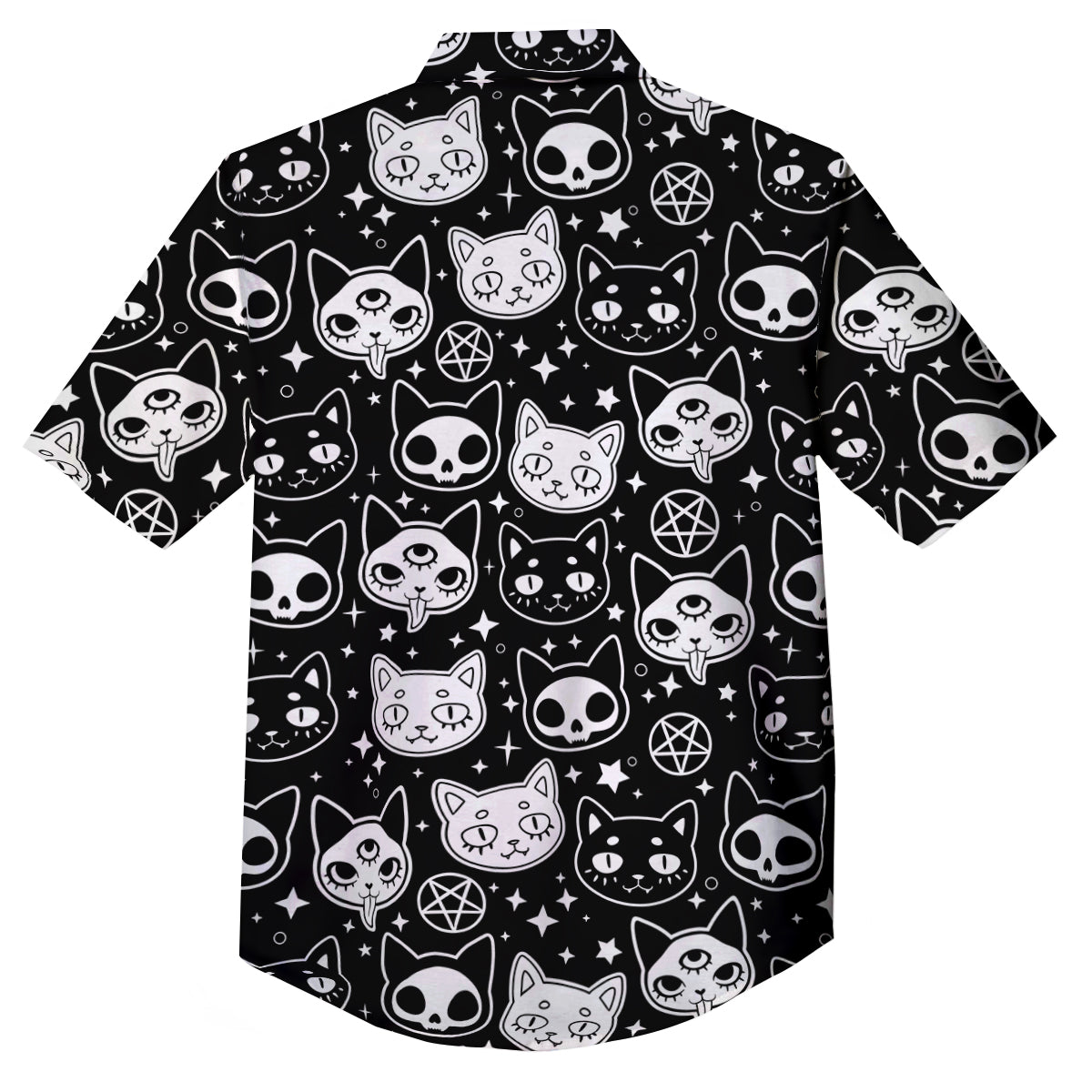 Witch And Ghost Black White Print Pattern Button Up Shirt-grizzshop