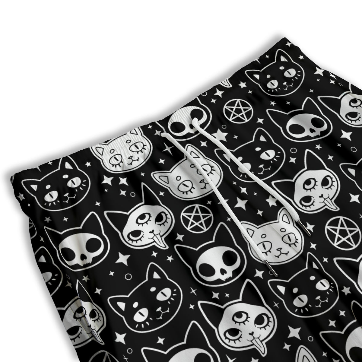 Witch And Ghost Black White Print Pattern Men's Athletic Shorts
