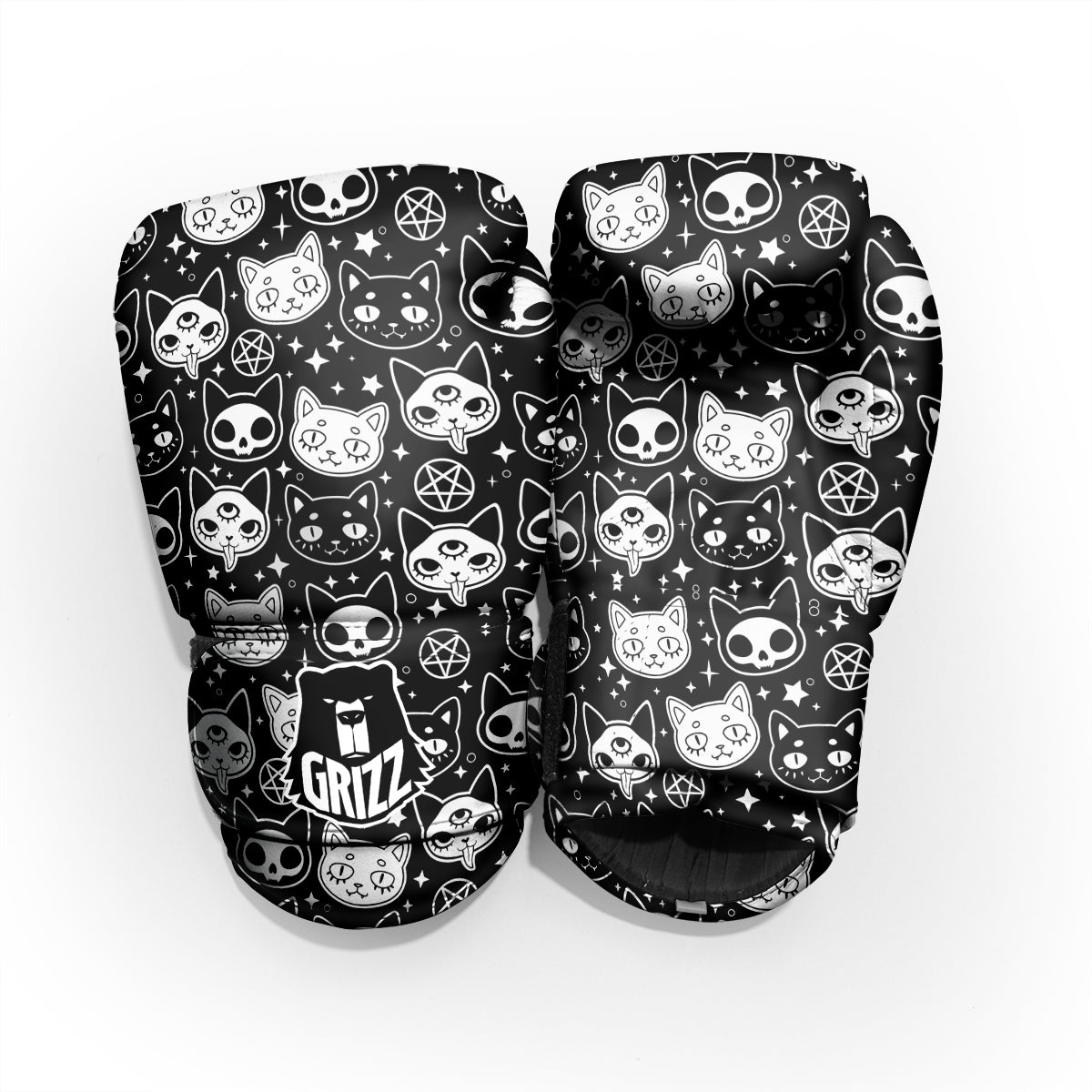 Witch And Ghost Black White Print Pattern Pro Boxing Glove