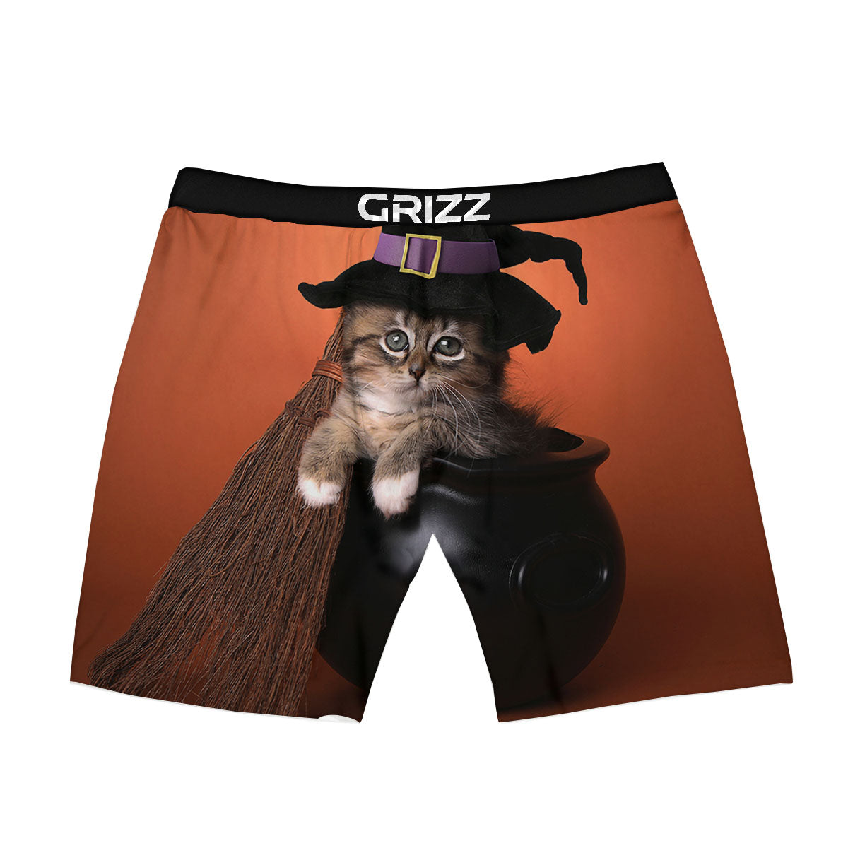 Witch Cat Halloween Cute Print Boxer Briefs-grizzshop