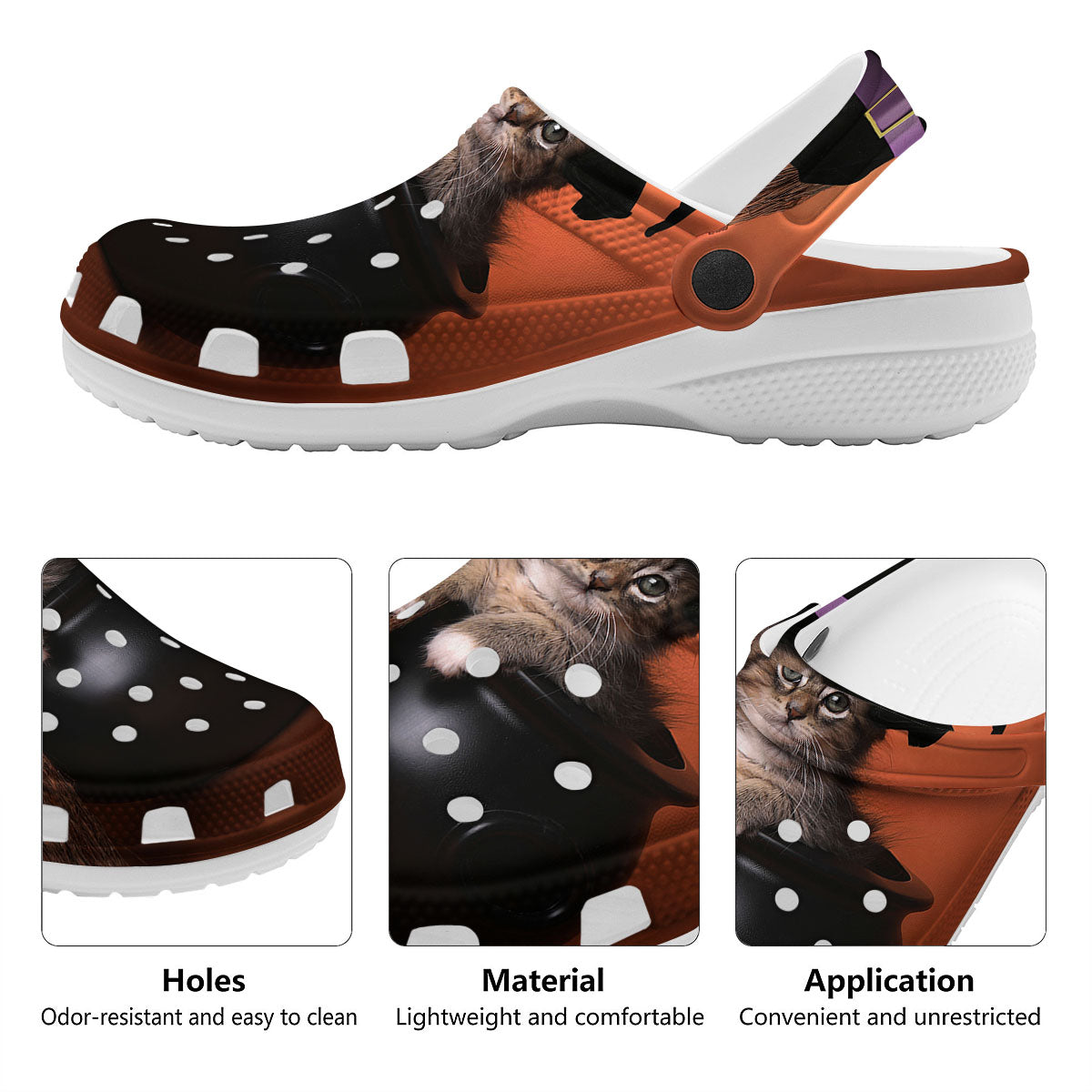 Witch Cat Halloween Cute Print Clog-grizzshop