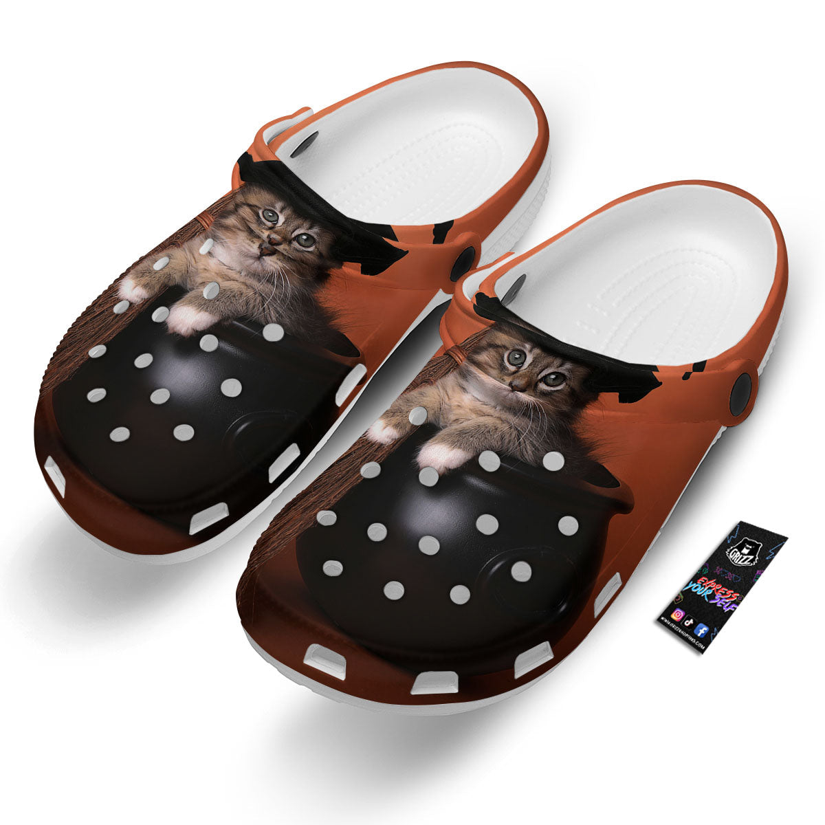 Witch Cat Halloween Cute Print Clog-grizzshop