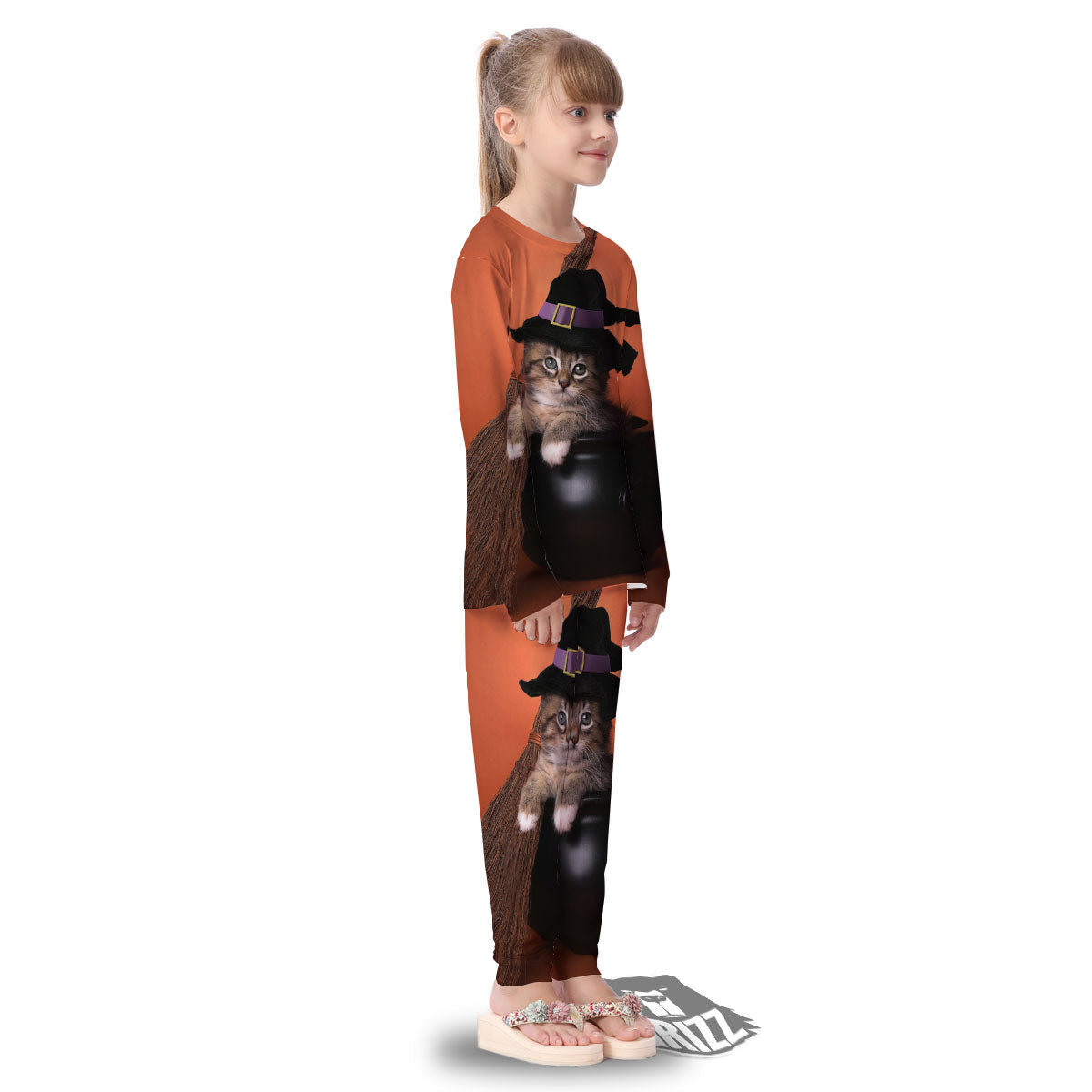 Witch Cat Halloween Cute Print Kid's Pajamas-grizzshop