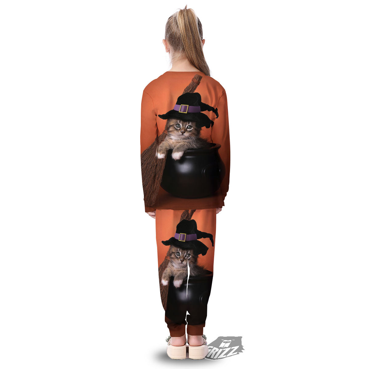 Witch Cat Halloween Cute Print Kid's Pajamas-grizzshop