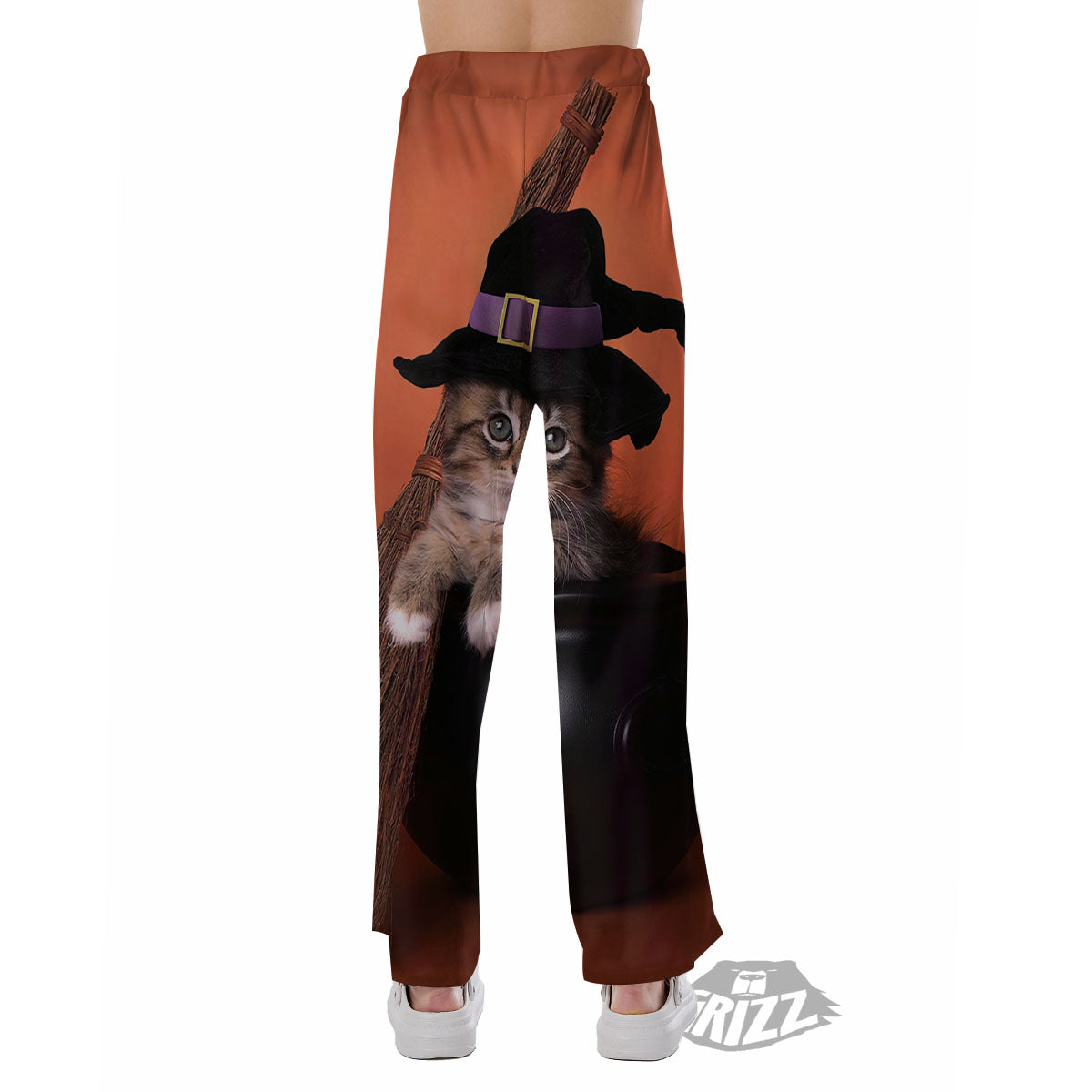 Witch Cat Halloween Cute Print Pajama Pants-grizzshop