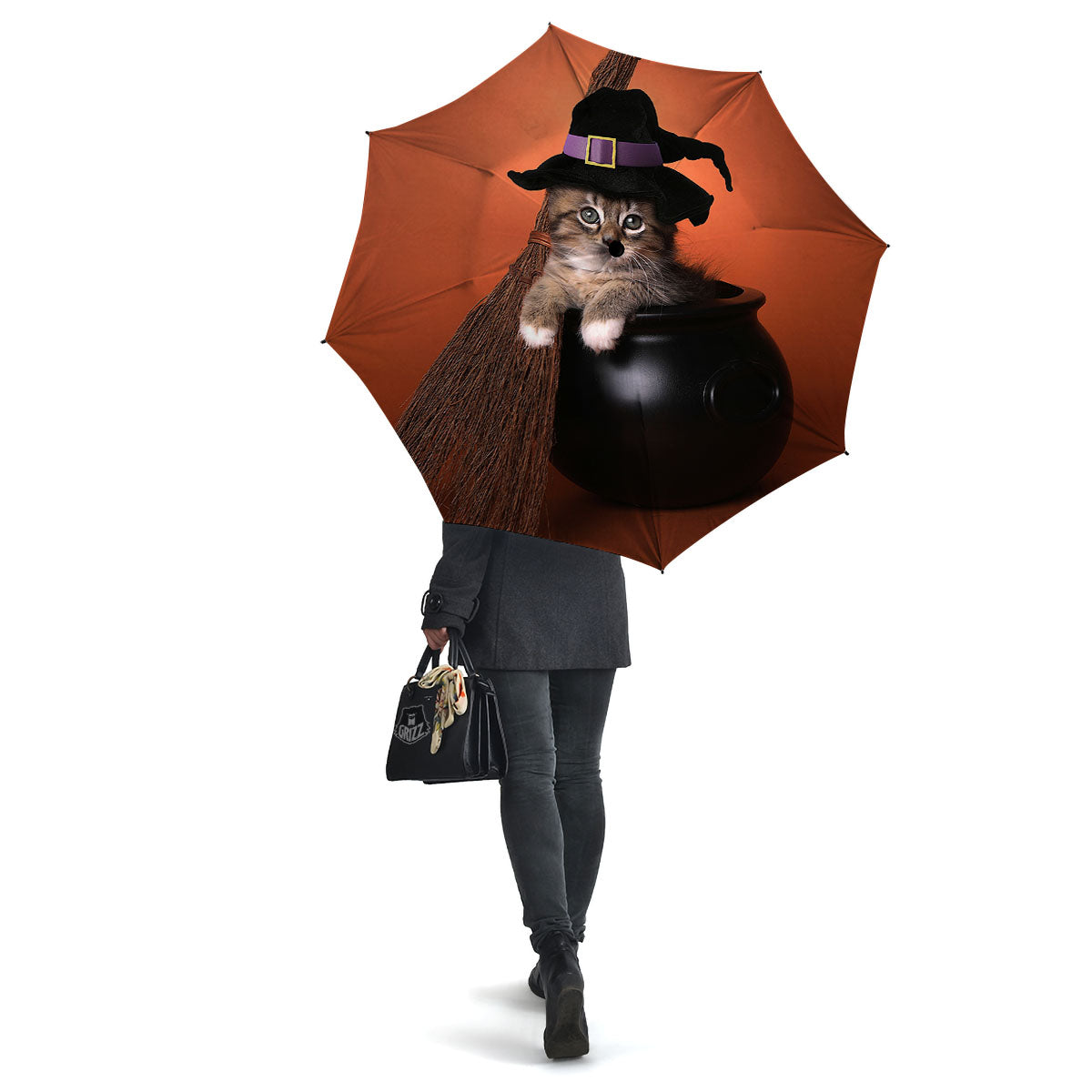 Witch Cat Halloween Cute Print Umbrella-grizzshop