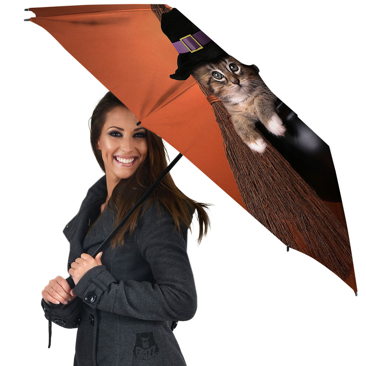Witch Cat Halloween Cute Print Umbrella-grizzshop