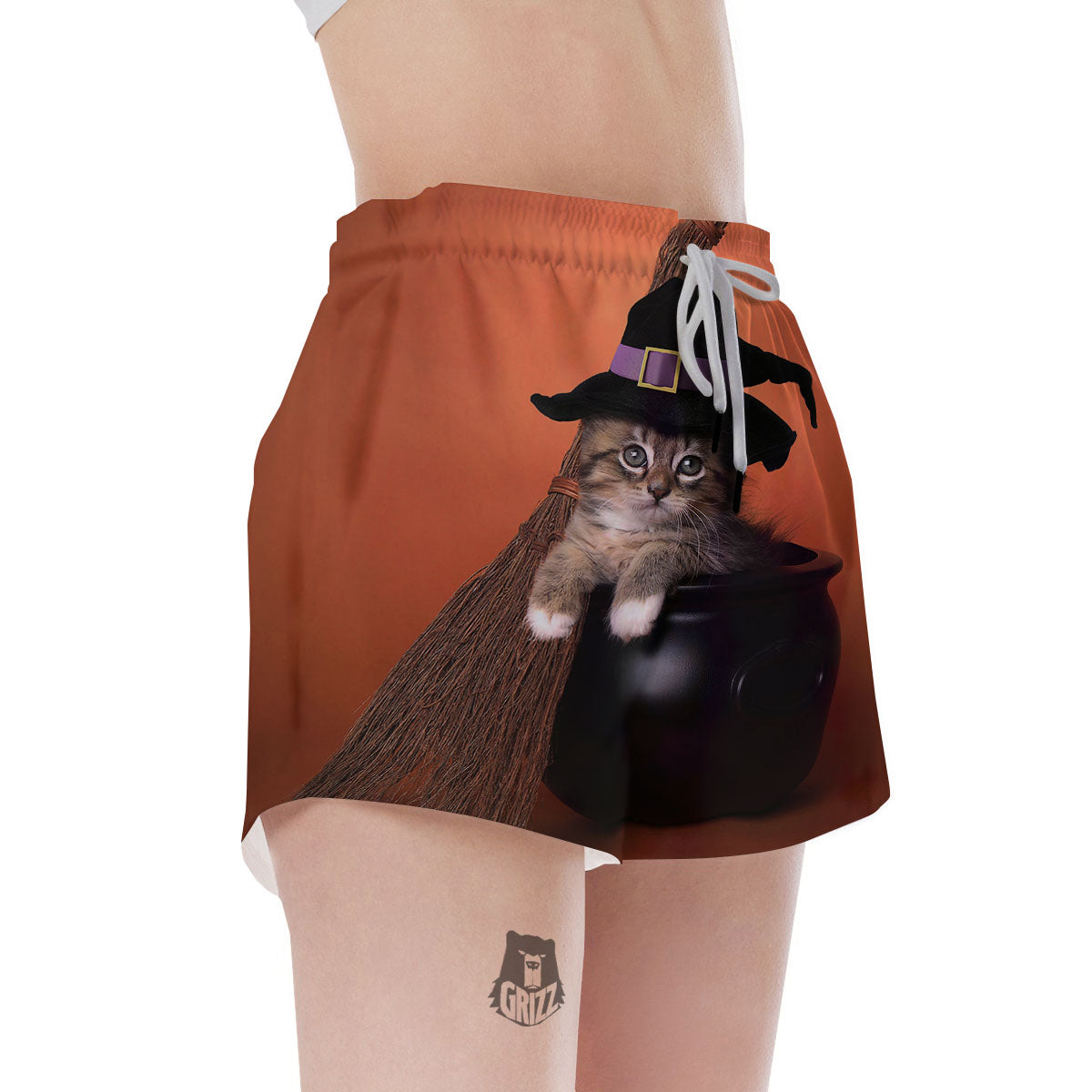 Witch Cat Halloween Cute Print Women's Shorts-grizzshop
