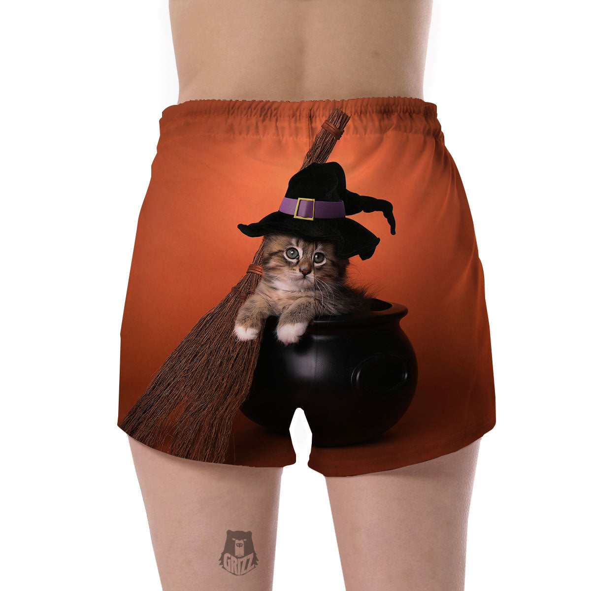 Witch Cat Halloween Cute Print Women's Shorts-grizzshop