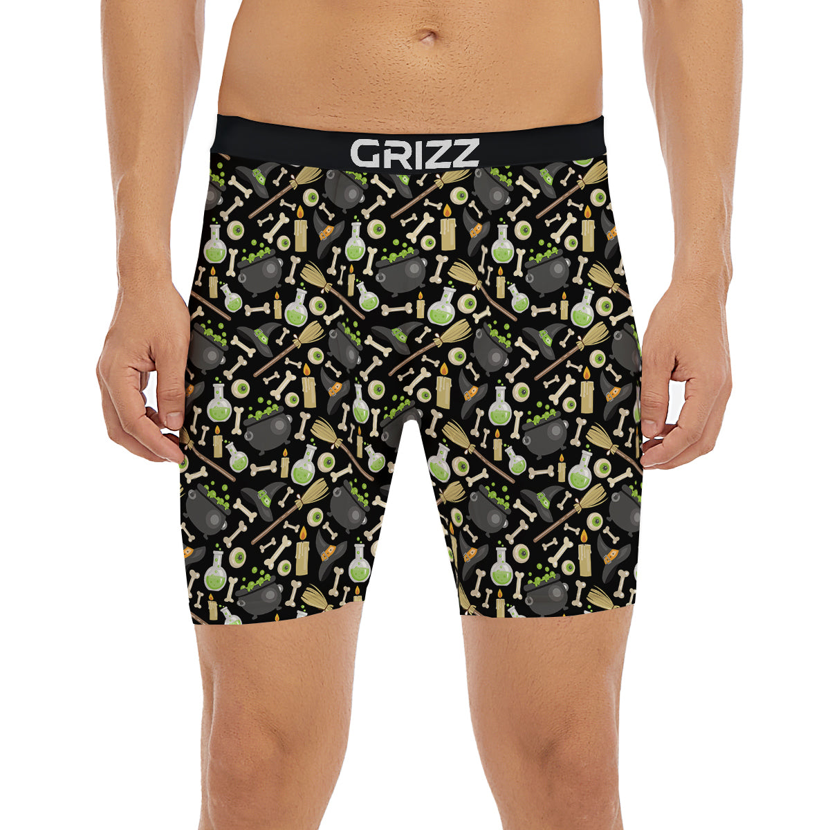 Witch Cauldron Green Print Pattern Boxer Briefs-grizzshop