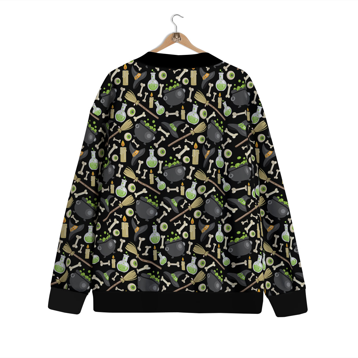 Witch Cauldron Green Print Pattern Cardigan-grizzshop