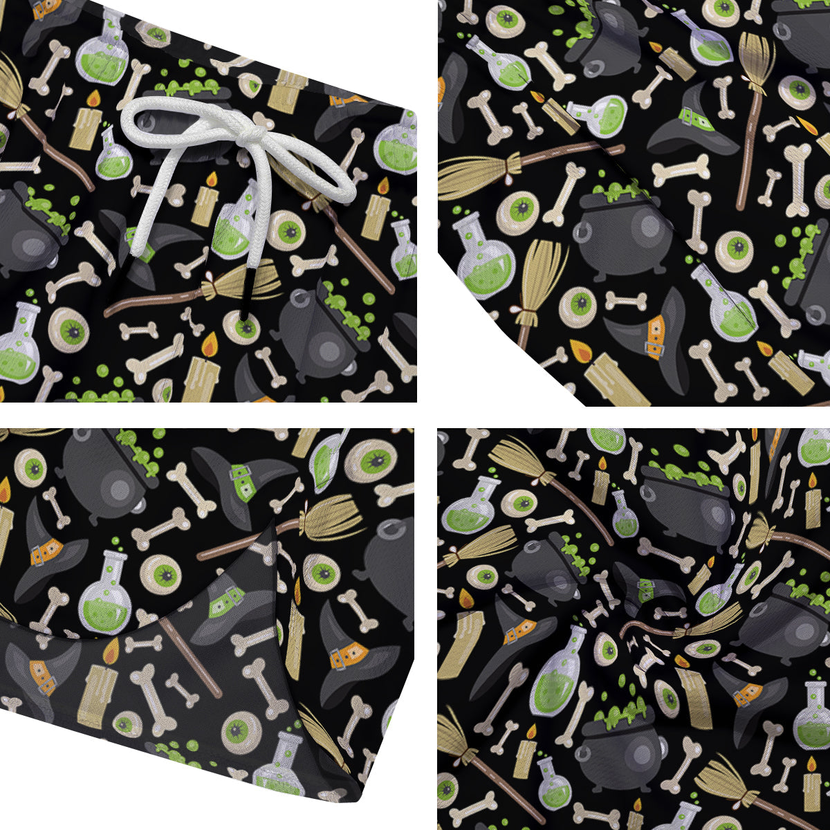 Witch Cauldron Green Print Pattern Men's Running Shorts-grizzshop