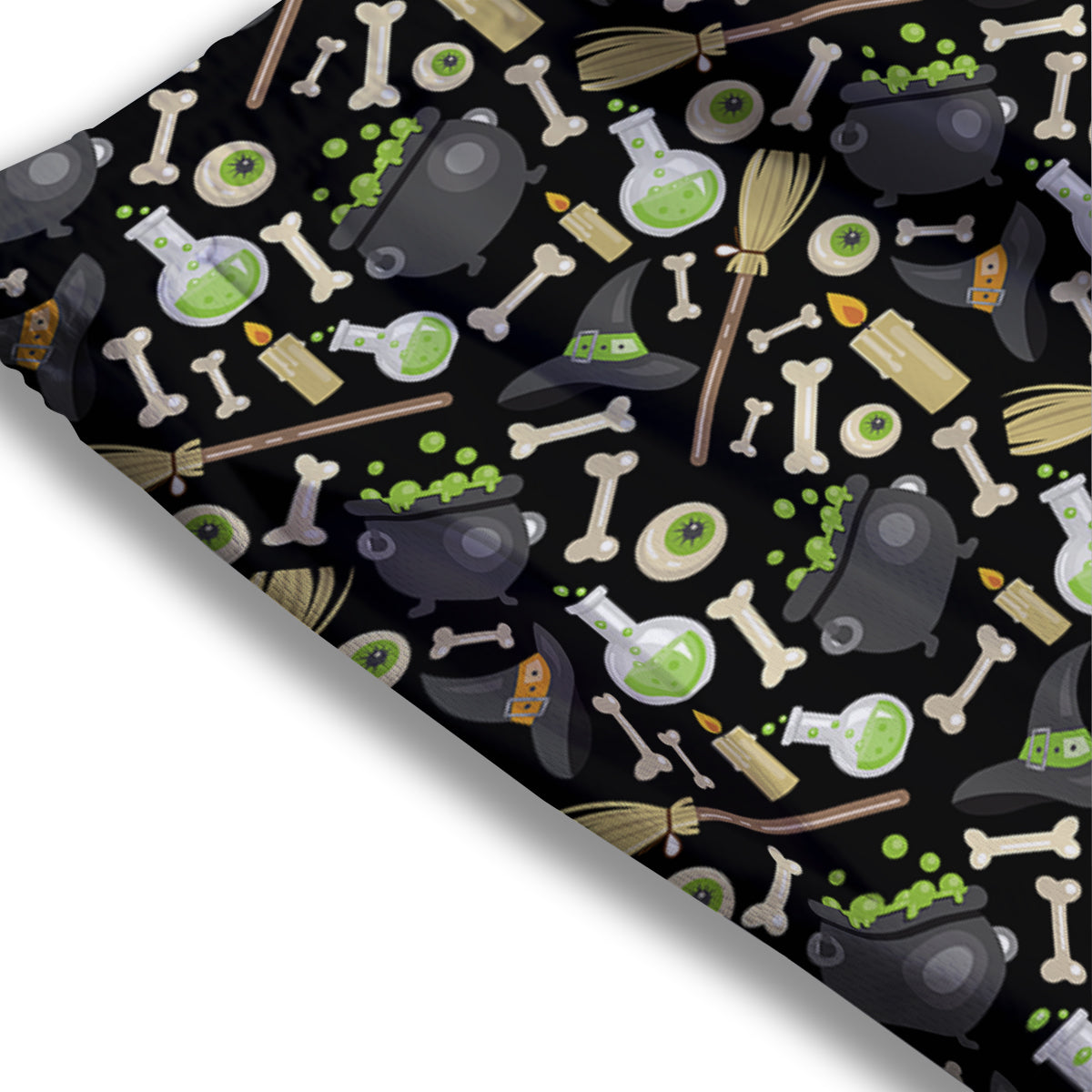 Witch Cauldron Green Print Pattern Mesh Shorts-grizzshop