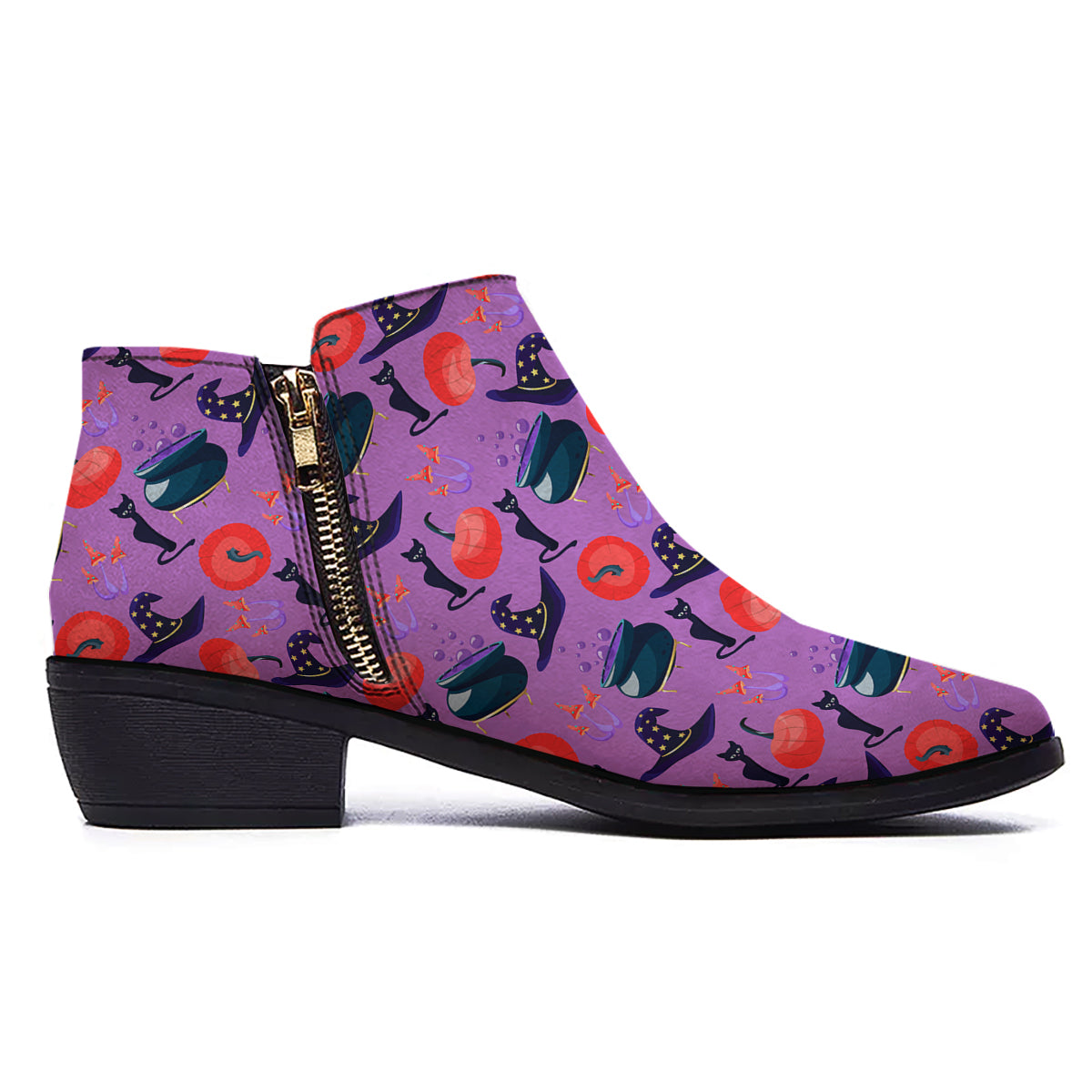 Witch Cauldron Halloween Print Pattern Ankle Boots-grizzshop