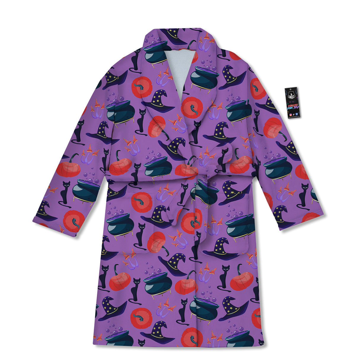Witch Cauldron Halloween Print Pattern Bathrobe-grizzshop