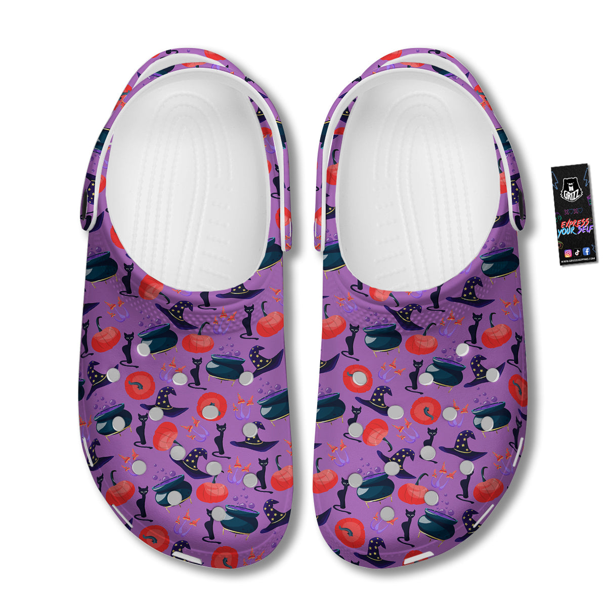 Witch Cauldron Halloween Print Pattern Clog-grizzshop