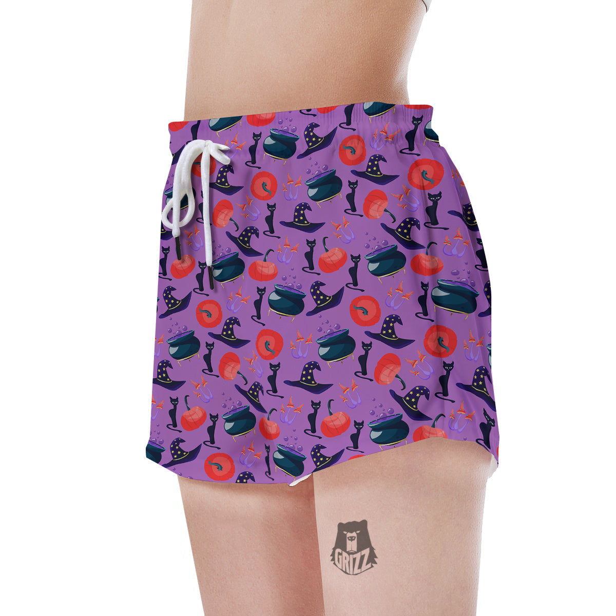Witch Cauldron Halloween Print Pattern Women's Shorts-grizzshop