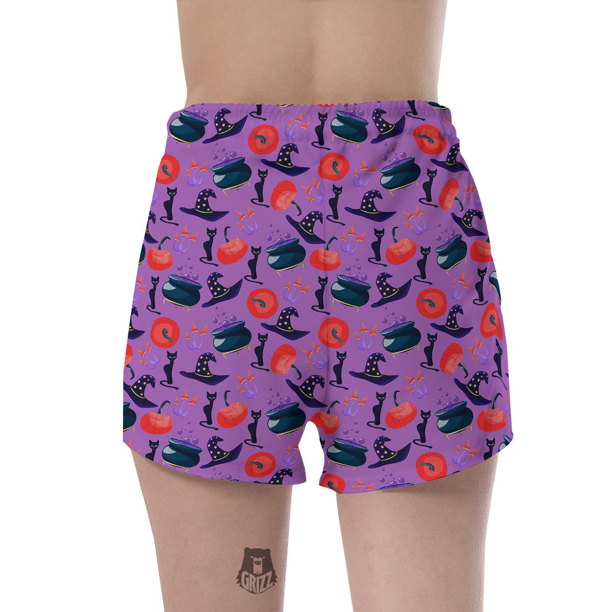 Witch Cauldron Halloween Print Pattern Women's Shorts-grizzshop