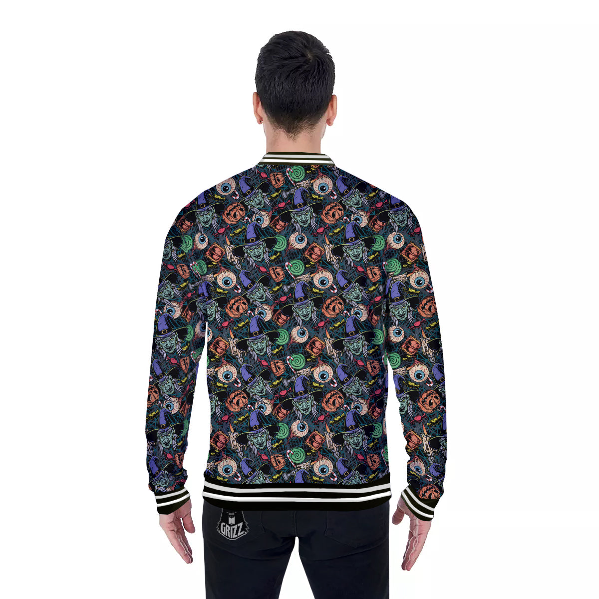 Witch Halloween Elements Print Pattern Baseball Jacket-grizzshop