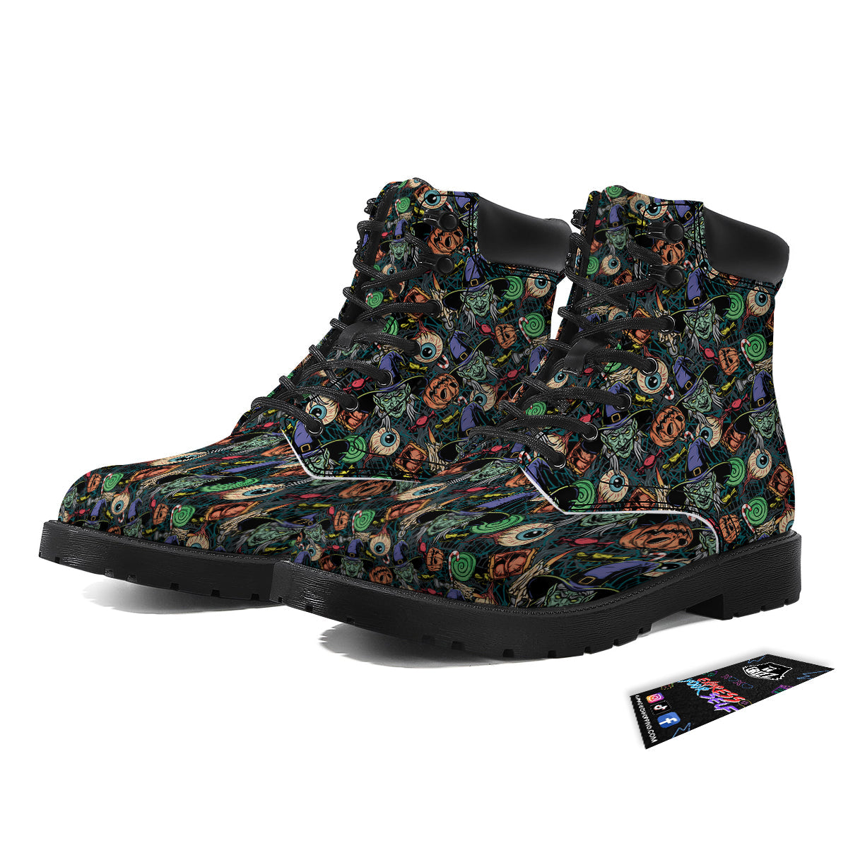 Witch Halloween Elements Print Pattern Boots-grizzshop