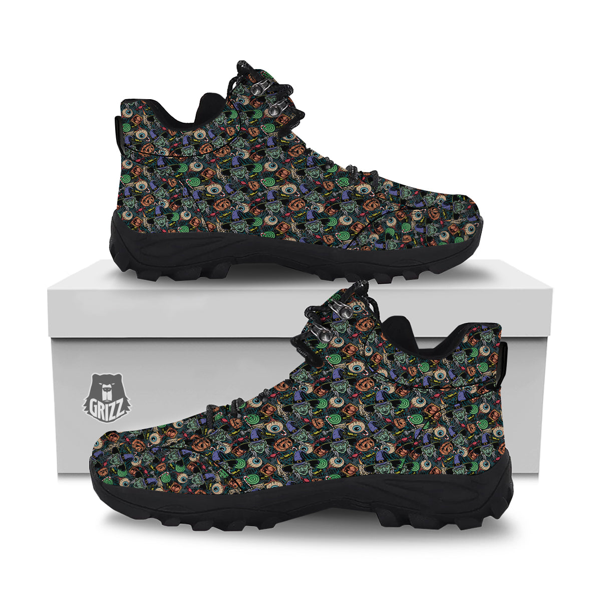 Witch Halloween Elements Print Pattern Hiking Shoes-grizzshop