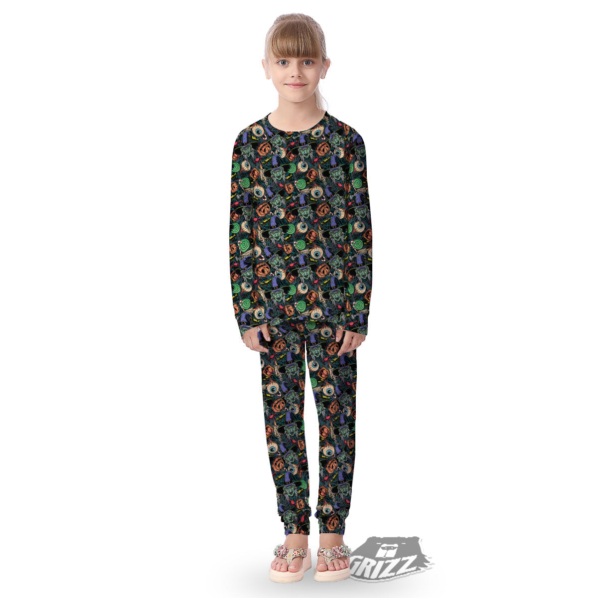 Witch Halloween Elements Print Pattern Kid's Pajamas-grizzshop