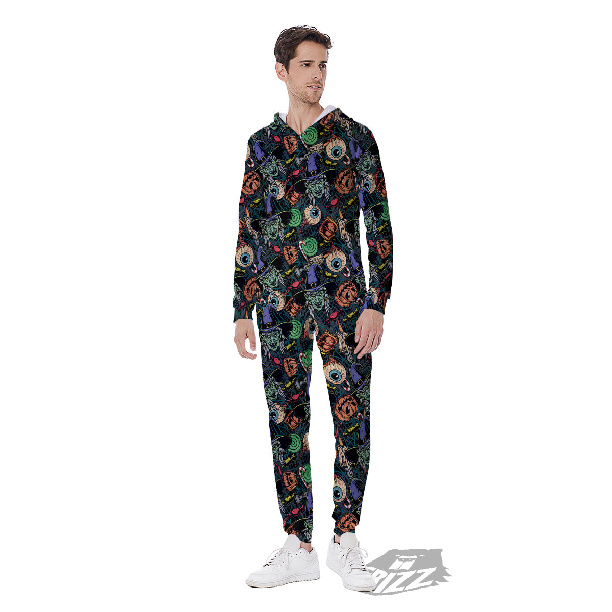 Witch Halloween Elements Print Pattern Men's Jumpsuit-grizzshop