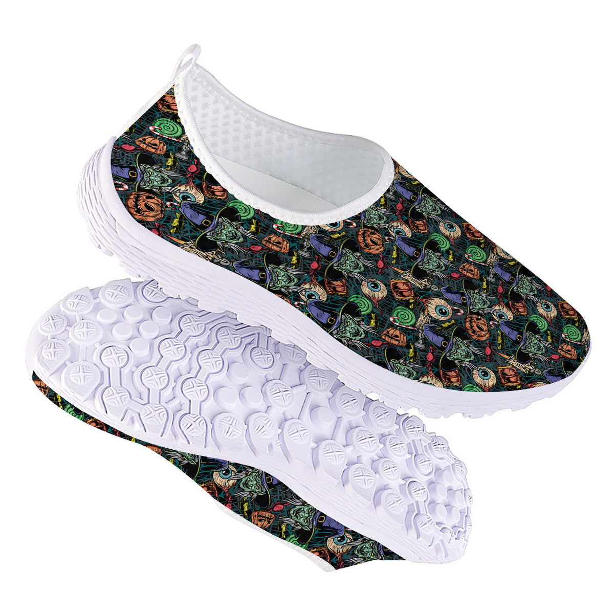 Witch Halloween Elements Print Pattern Nurse Shoes-grizzshop