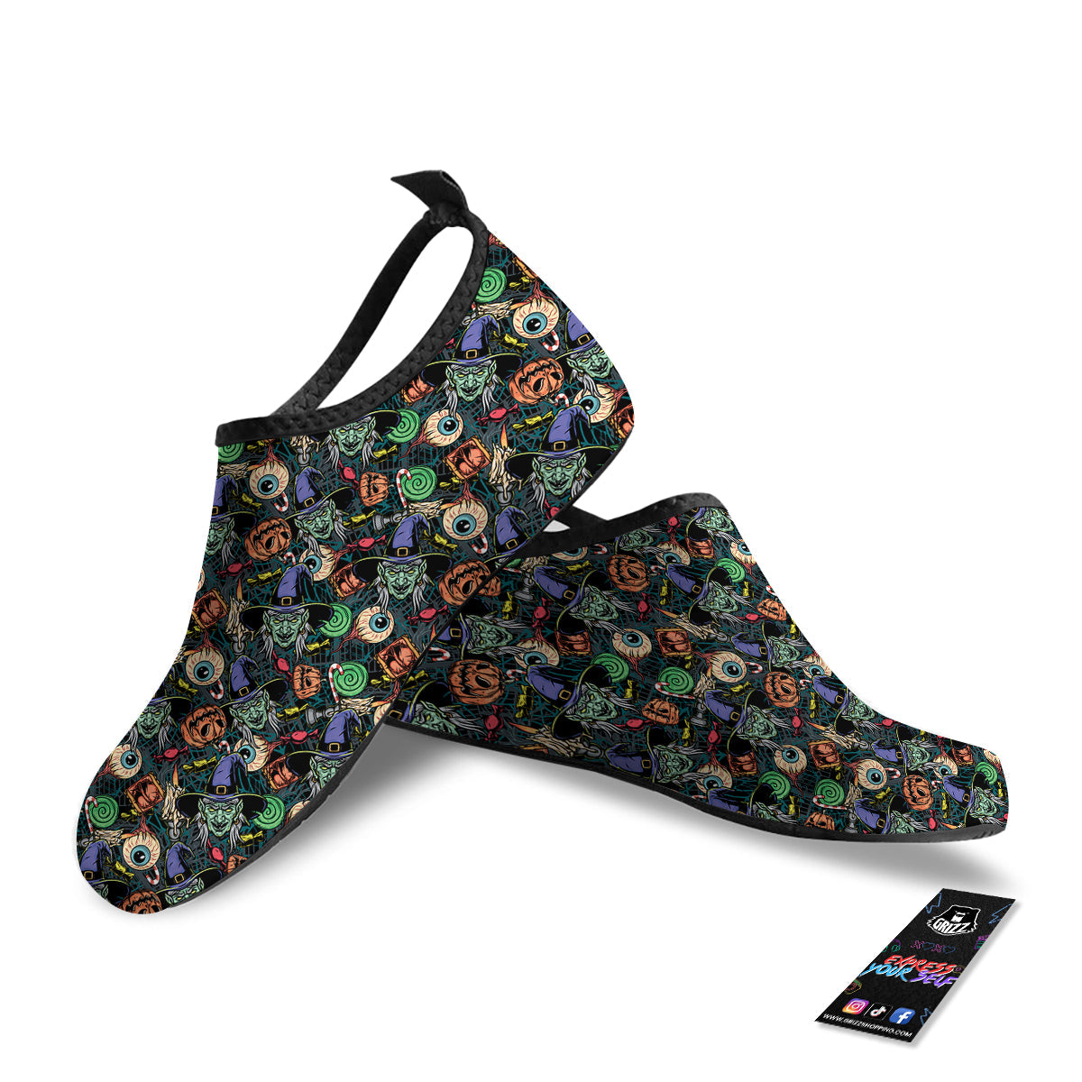 Witch Halloween Elements Print Pattern Water Shoes-grizzshop