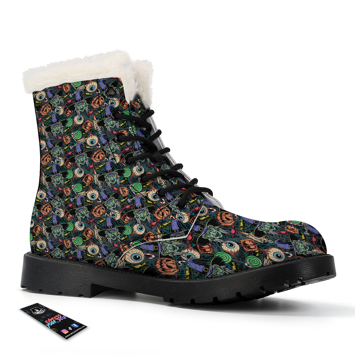 Witch Halloween Elements Print Pattern Winter Boots-grizzshop