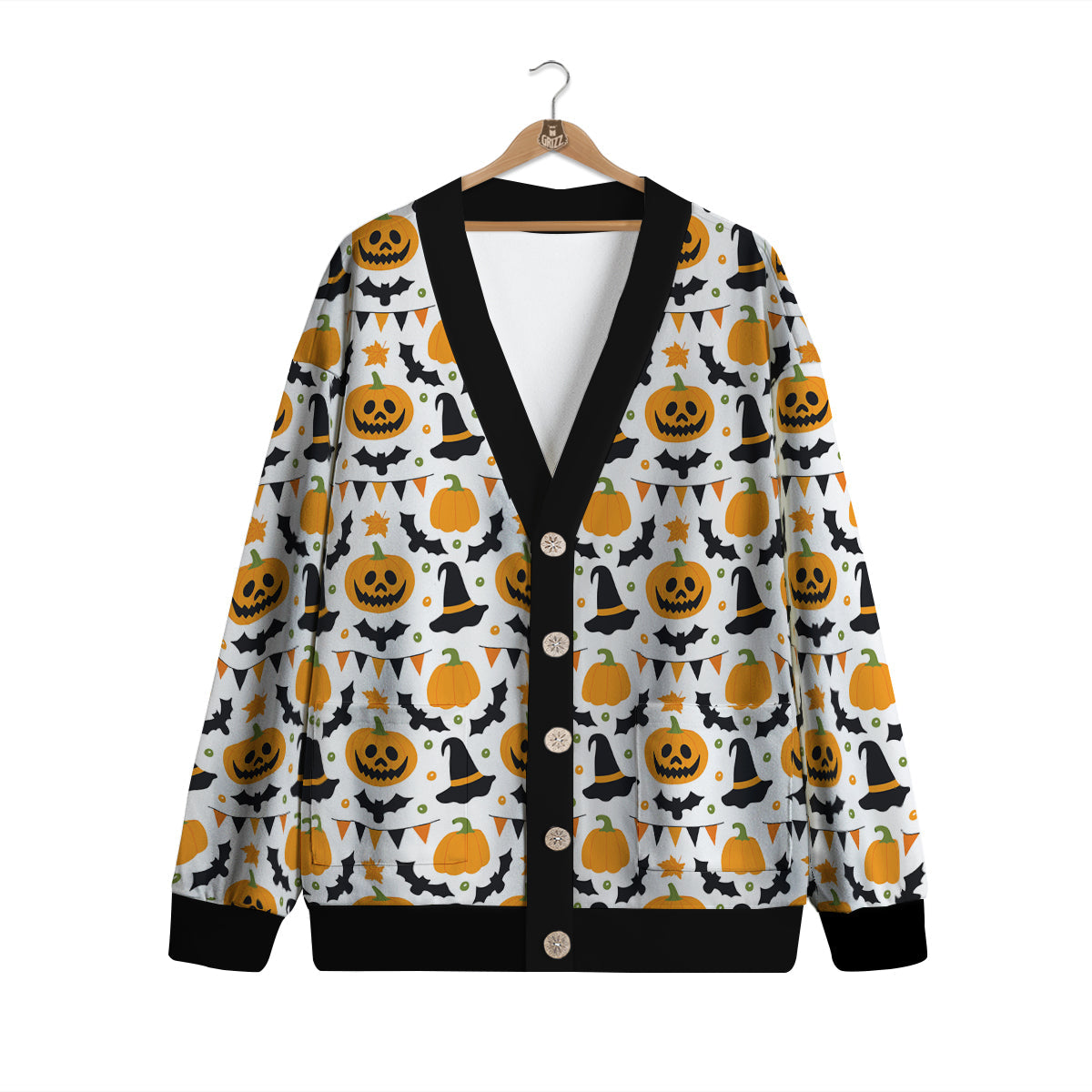 Witch Hat Halloween Print Pattern Cardigan-grizzshop
